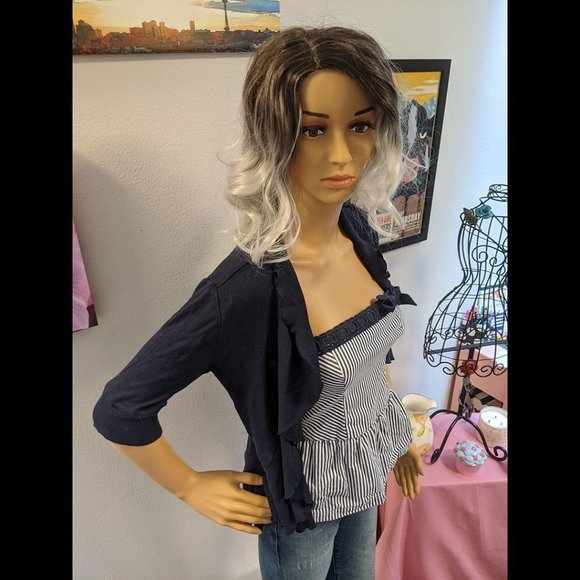 Hollister Strapless Navy/White Stripe Top w/ Accent Bow Size Small - Picture 5 of 7